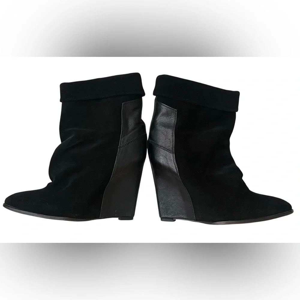IRO Black Darlon Heeled wedge Boots with Suede and Leather Contrast